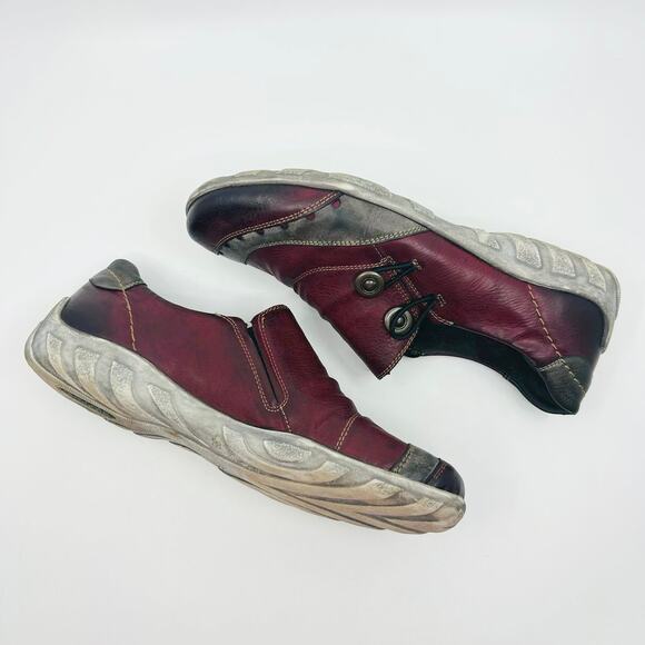 Remonte Slip On Leather Comfort Shoes WMN US7.5-8 EU38 Red/Gray Fashion Walking - Picture 4 of 6